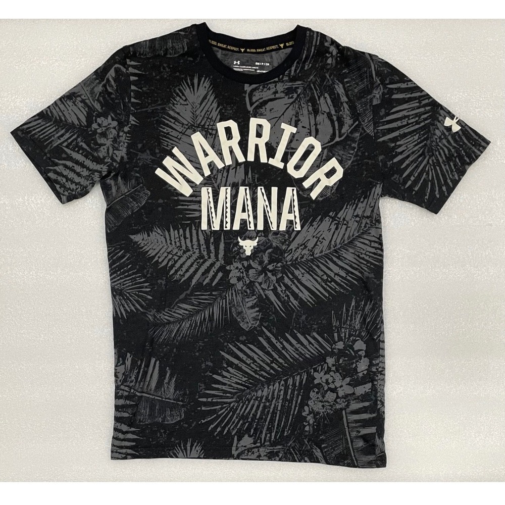 Under Armour Project Rock Warrior Mana Mens Large Grey Training Tee Preloved